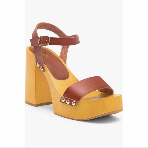 MIA Brown and Yellow Darrah Platform Heels - Picture 1 of 6